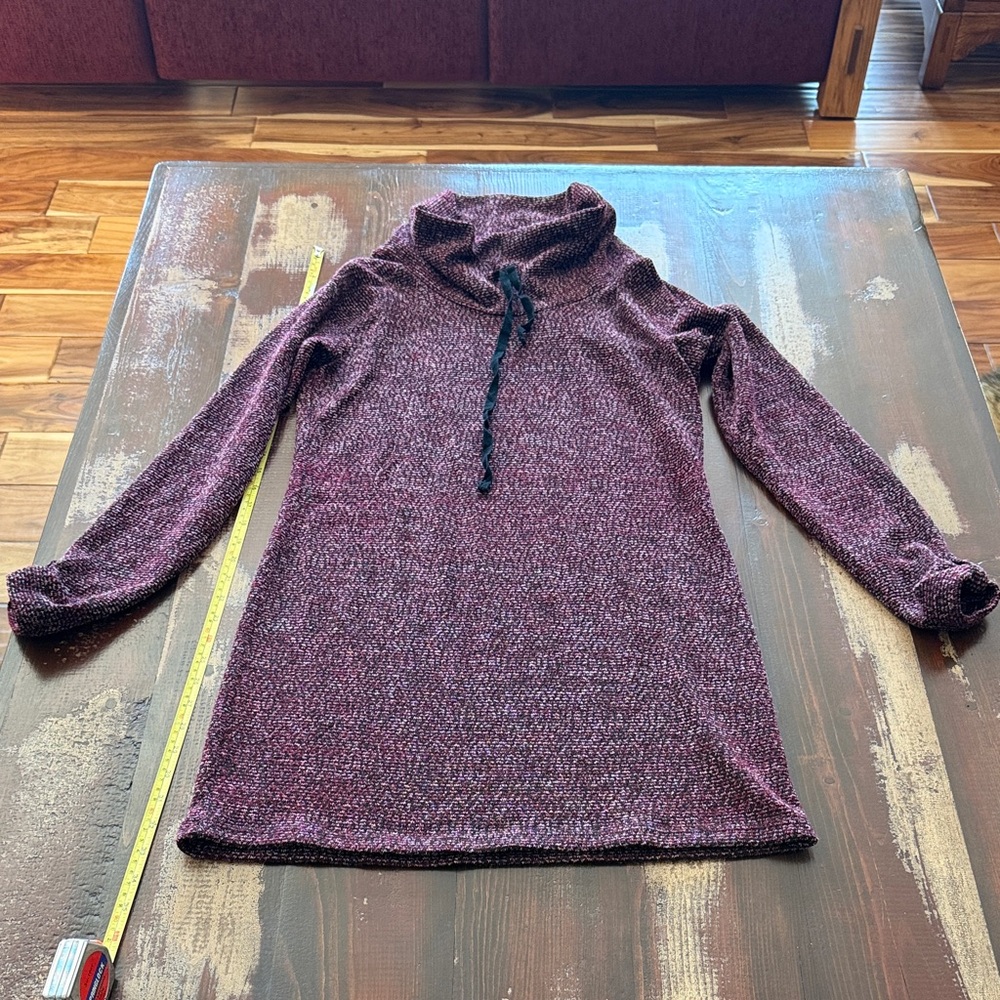 Maurices Plum Cowl Neck Long Sleeve Knit Dress